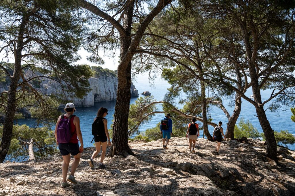Private 5-Day Normandy Tour Group hiking along scenic coastal cliffs France, with sea views.